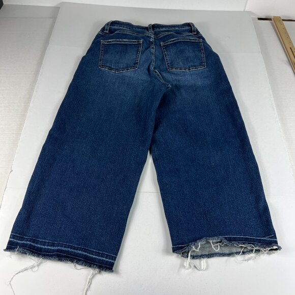 Uniqlo Jeans Womens Measured 27x21 High Rise Wide Leg Cropped Blue Denim Tag 25 - Picture 9 of 16